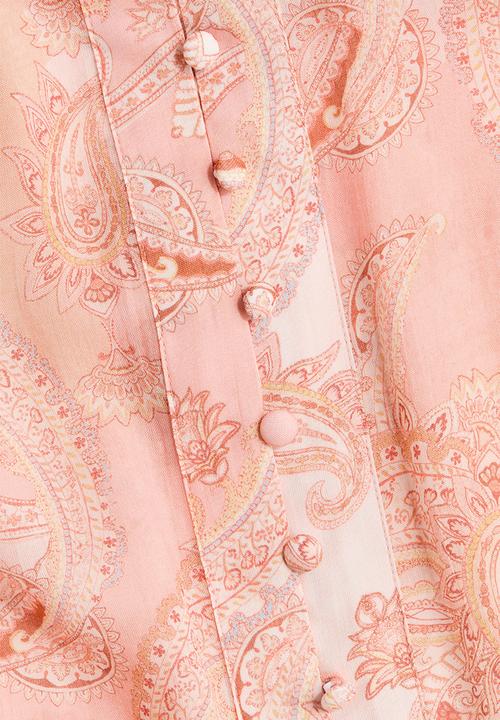 H&M - Oversized lyocell blouse - light pink/paisley pattern