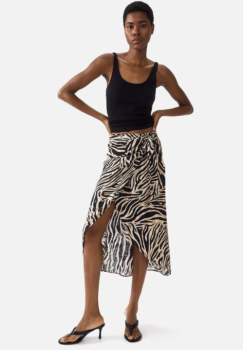 H&M - Wrap skirt - beige/zebra print