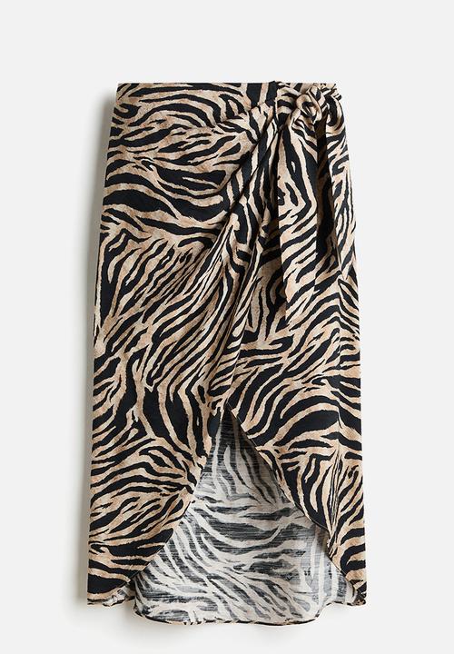H&M - Wrap skirt - beige/zebra print