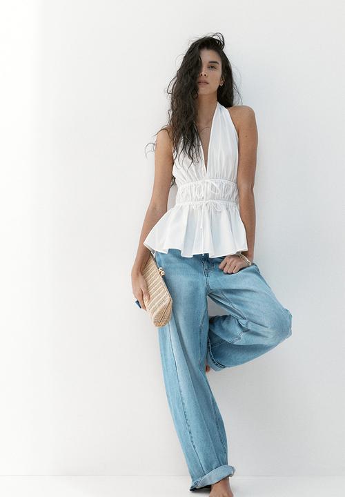 H&M - Peplum halterneck top - white