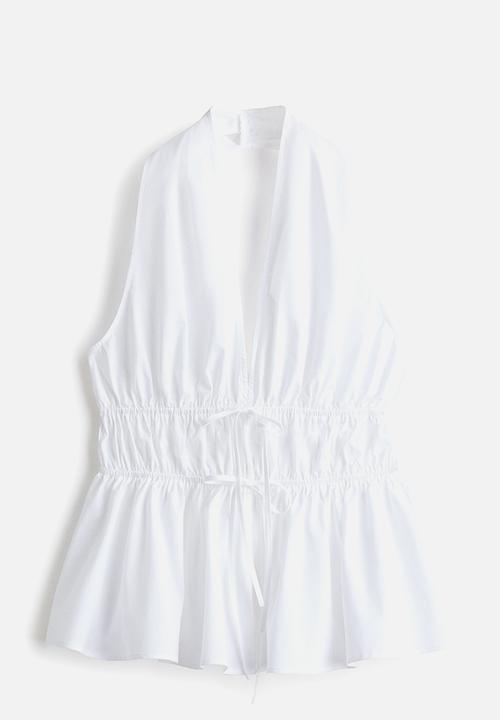 H&M - Peplum halterneck top - white