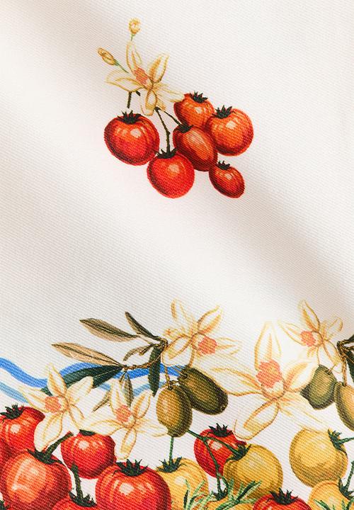 H&M - Cotton wrap skirt - cream/tomatoes