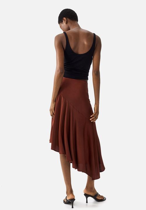 H&M - Asymmetric viscose skirt - rust brown