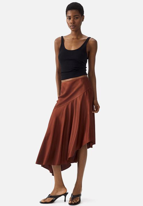 H&M - Asymmetric viscose skirt - rust brown