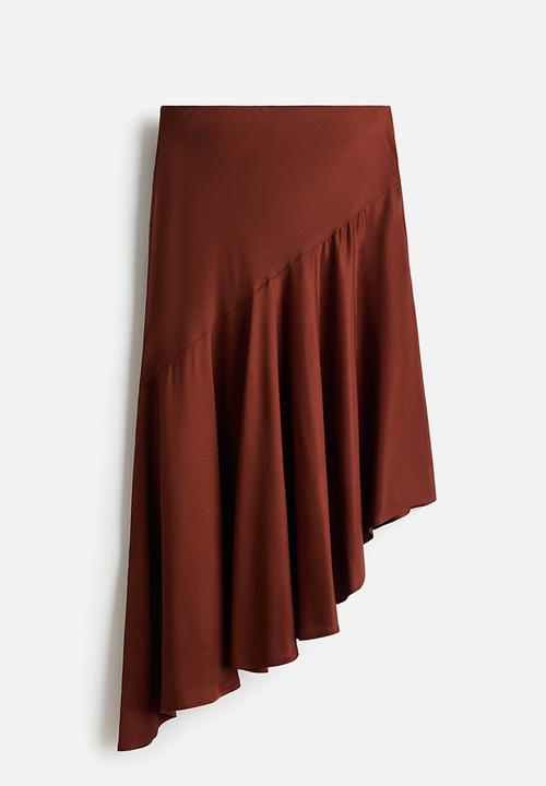 H&M - Asymmetric viscose skirt - rust brown