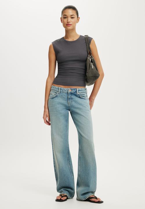 Cotton On - Mia Open Back Top - Steel Onyx