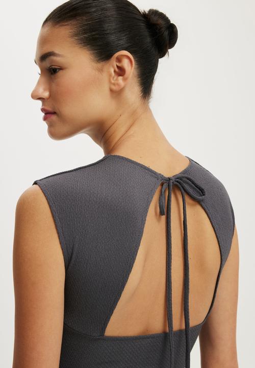 Cotton On - Mia Open Back Top - Steel Onyx