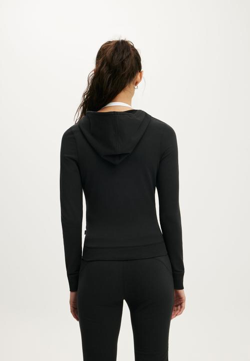 Cotton On - Stretch Fleece Fitted Zip Through - Black