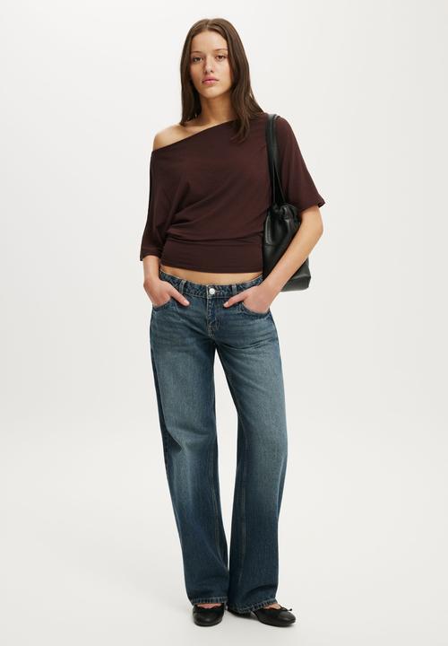 Cotton On - Cold Shoulder Short Sleeve - Dark Oak