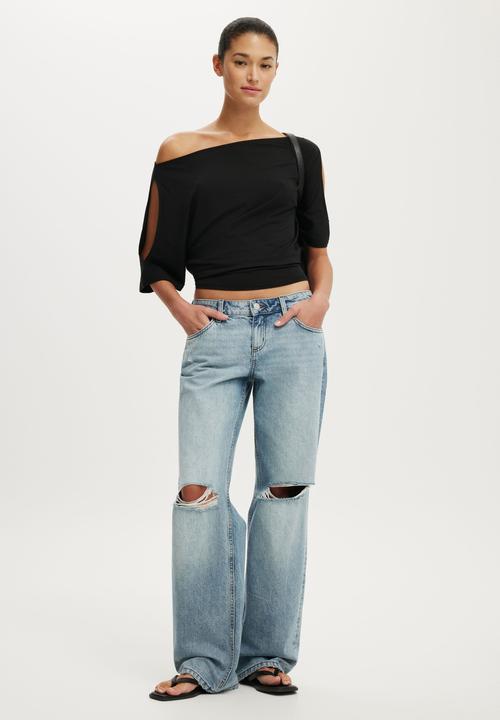 Cotton On - Cold Shoulder Short Sleeve - Black