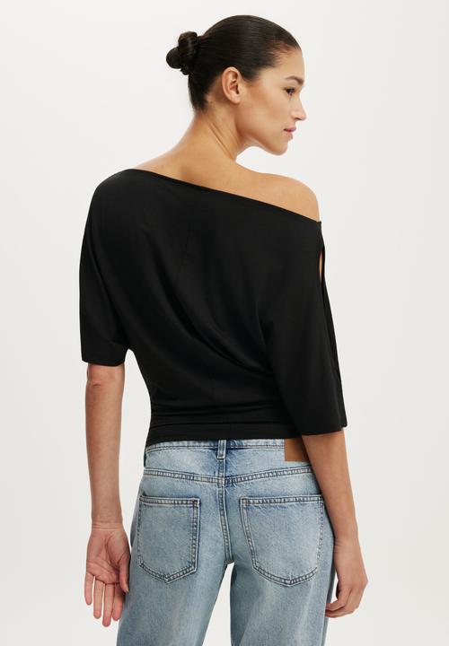 Cotton On - Cold Shoulder Short Sleeve - Black