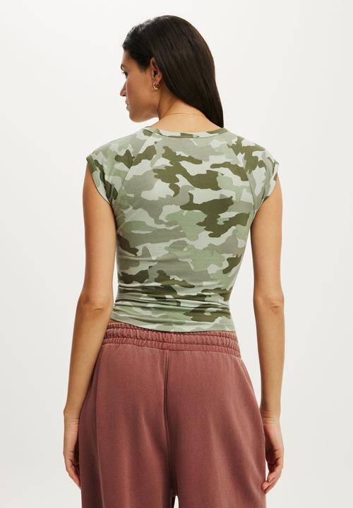 Cotton On - Active Cap Sleeve Tee - Camo