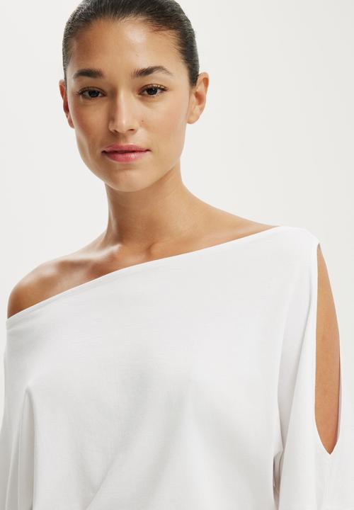 Cotton On - Cold Shoulder Short Sleeve - White