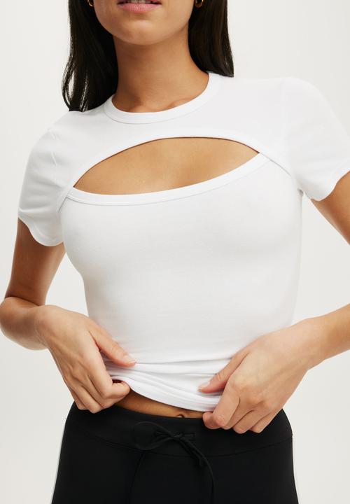 Cotton On - Active Keyhole Fitted T-shirt - White