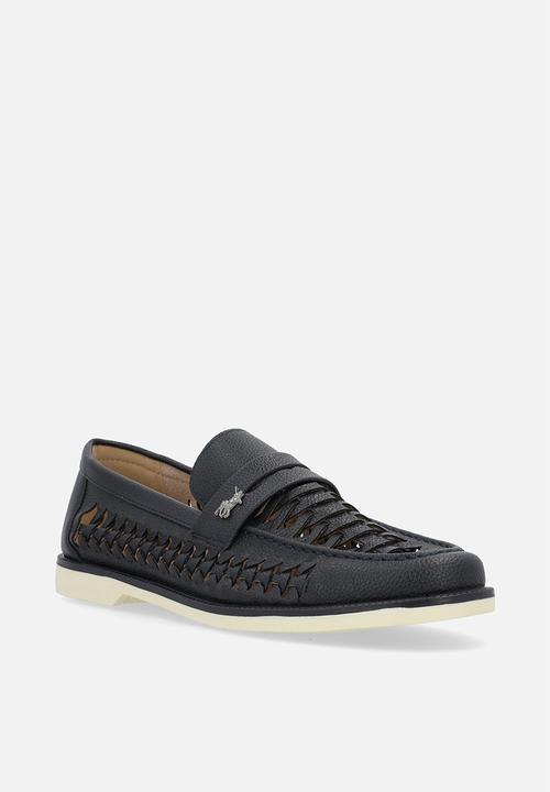 POLO - Leather Braided Boat Shoe - Navy