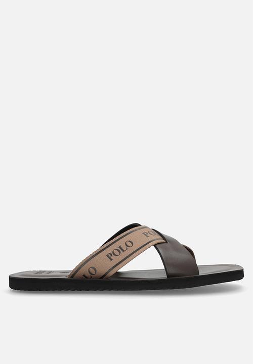 POLO - Cross Logo Leather Sandal - Taupe