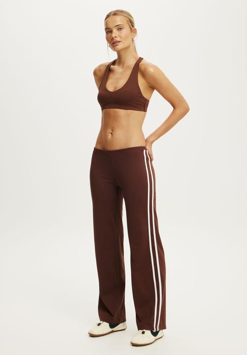 Cotton On - Ultra Soft Low Rise Straight Leg Pant - Chestnut/White