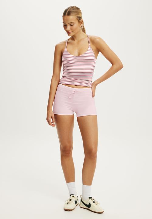 Cotton On - Ultra Smooth V Neck Racer Back Tank - Cherry Dream Spring Stripe