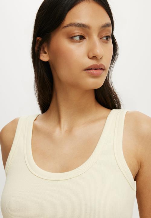 Cotton On - Blake Rib Scoop Tank - Vanilla Glow