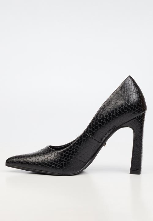 Miss Black - Nala 4 snake print block heel - black
