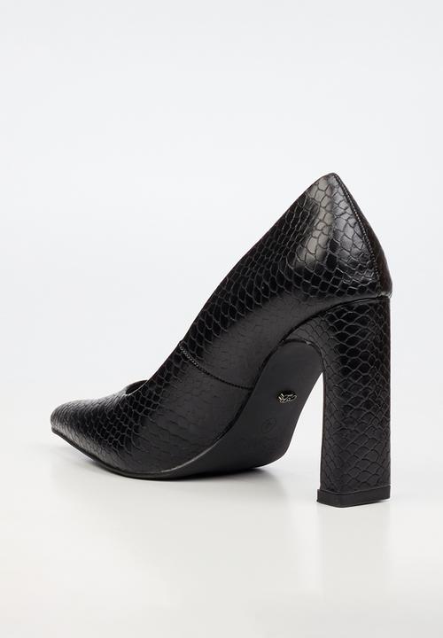 Miss Black - Nala 4 snake print block heel - black