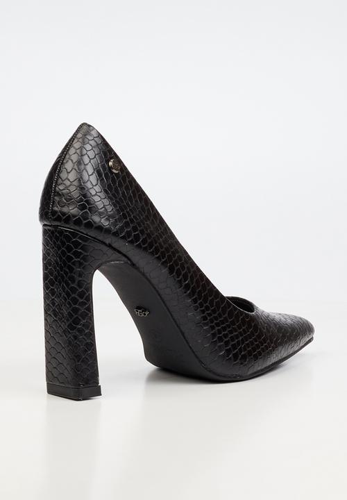 Miss Black - Nala 4 snake print block heel - black