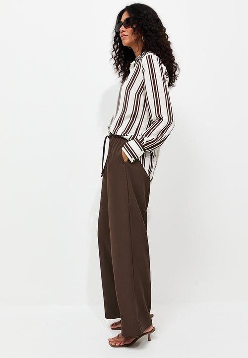 New Look - Felix pvl pull on wide leg trousers - brown