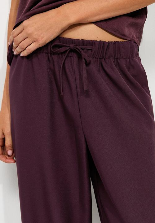 New Look - Felix pvl pull on wide leg trousers - dark burgundy