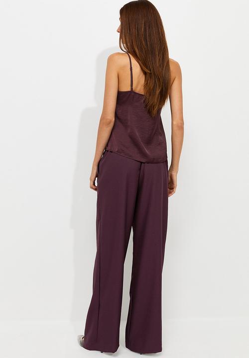 New Look - Felix pvl pull on wide leg trousers - dark burgundy