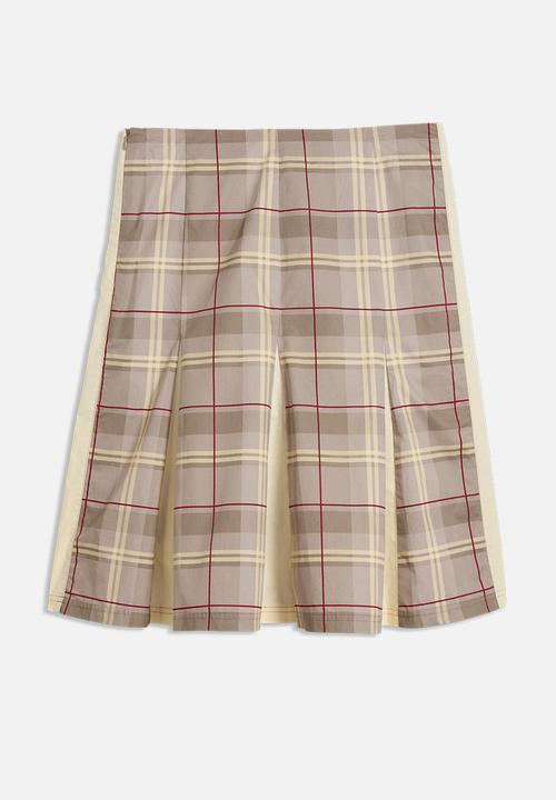 PUMA - T7 Pleated Tartan Woven Midi Skirt - Mouse Gray