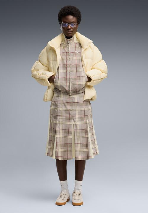 PUMA - T7 Pleated Tartan Woven Midi Skirt - Mouse Gray