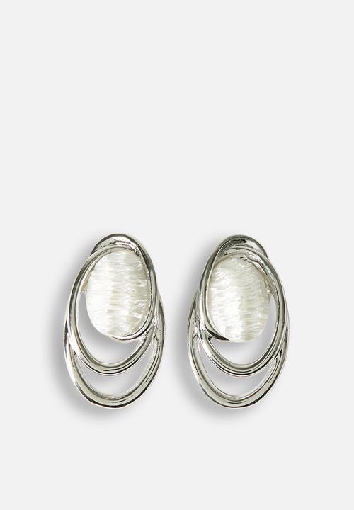 Tessa Design - Lyla Oval Shell Stud Earrings - Silver