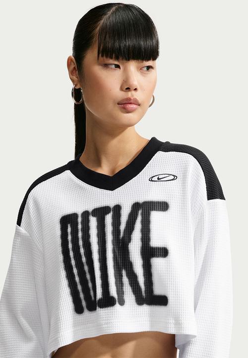 Nike - W Nike Street Crop Long Sleeve Jersey - White/Black