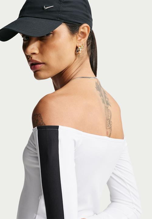 Nike - W Nk Sportswear Tight Off-Shoulder Top - White/Black/Black