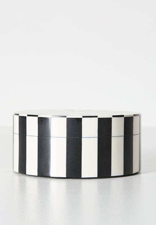 Sixth Floor - Inlay Round Trinket Box - Black & White
