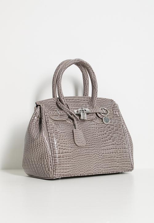 Tessa Design - Valentina Croc Embossed Tote - Grey