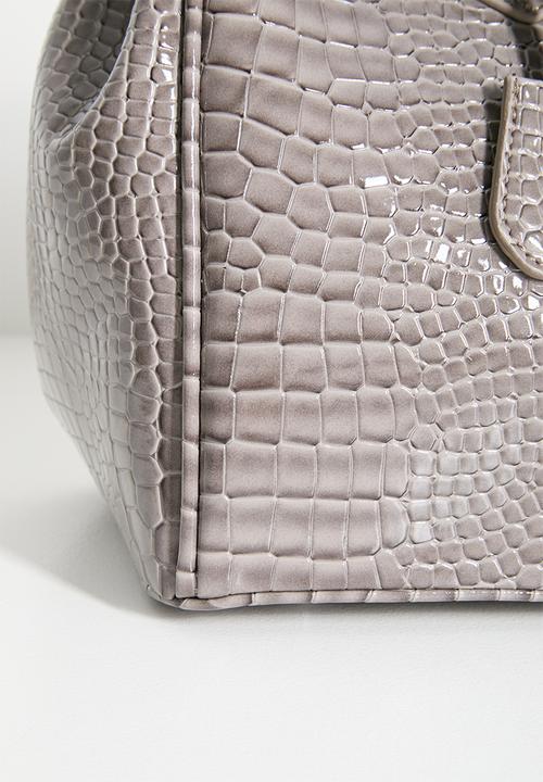 Tessa Design - Valentina Croc Embossed Tote - Grey