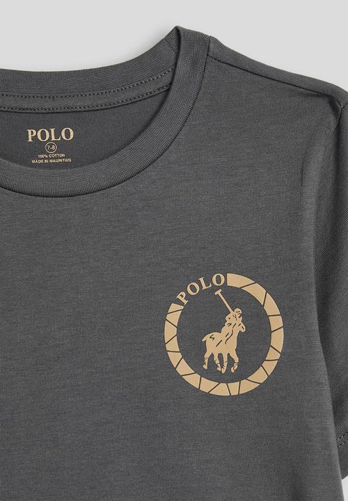 POLO - Boys Cory Printed Ss Tee - Gunmetal