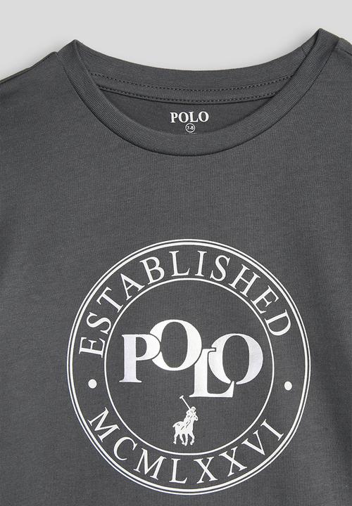 POLO - Boys Jake Printed Ss Tee - Gunmetal