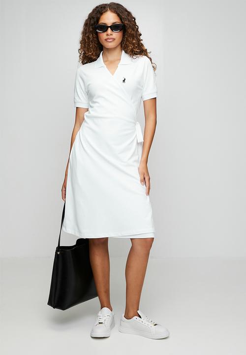 POLO - Wmn Mbali Short Sleeve s Wrap Golfer Dress - White