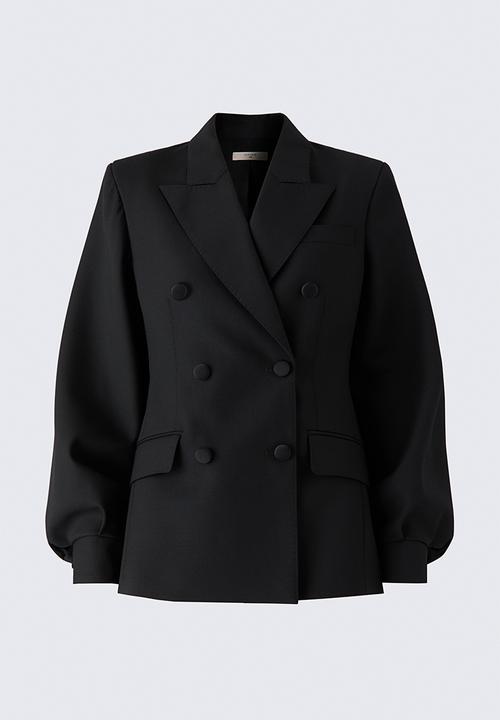 H&M - ELIE SAAB H&M: Cape-detail wool blazer - black