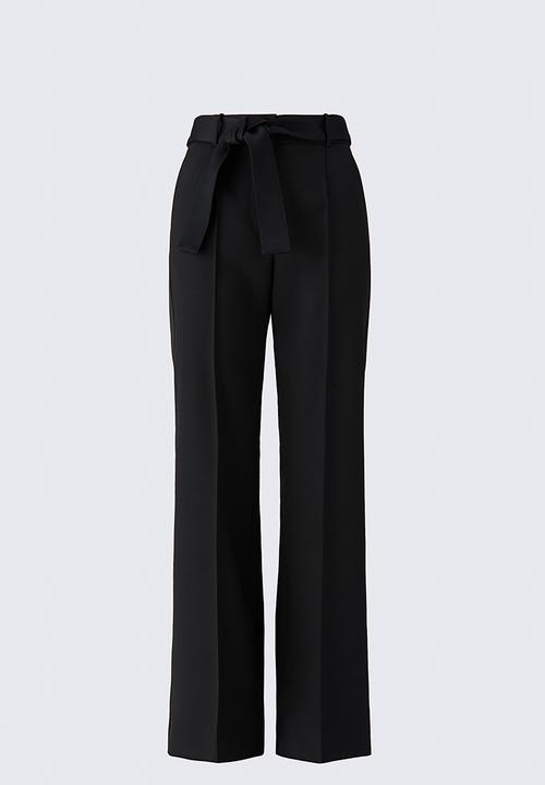H&M - ELIE SAAB H&M: Tie-detail wool trousers - black