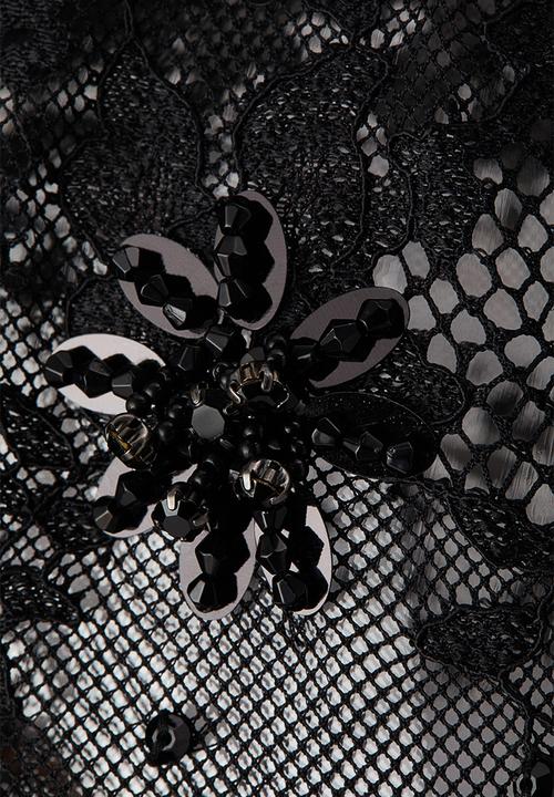 H&M - ELIE SAAB H&M: Embellished shoulder-pad lace top - black