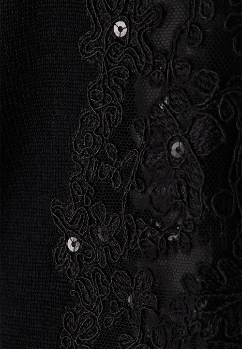 H&M - ELIE SAAB H&M: Lace-insert wool cardigan - black