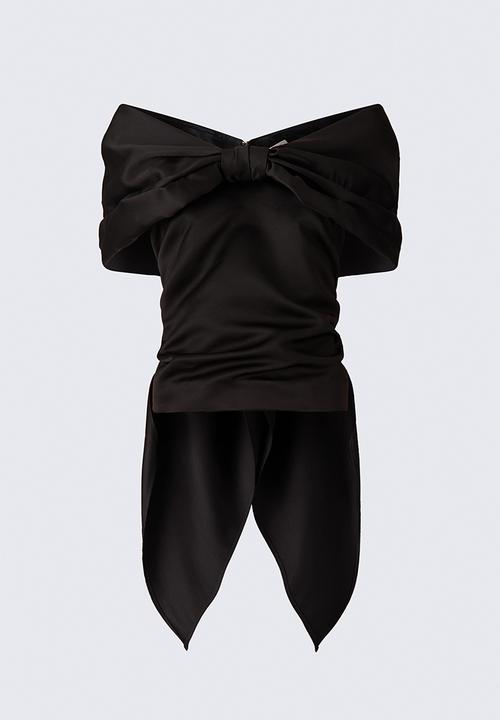 H&M - ELIE SAAB H&M: Bow-detail satin top - black