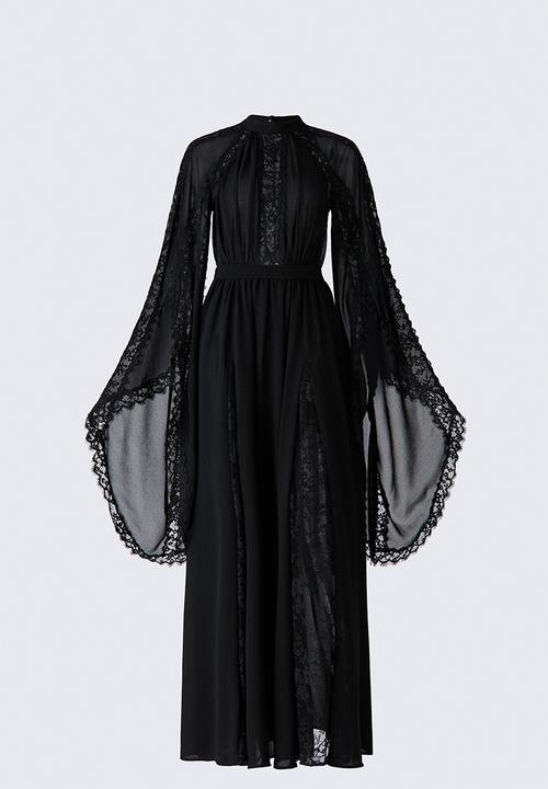 H&M - ELIE SAAB H&M: Lace-trimmed chiffon dress - black - 1343809001
