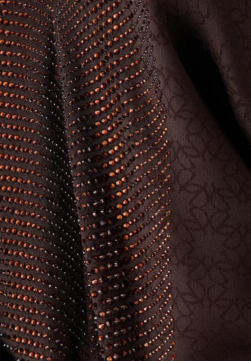 H&M - ELIE SAAB H&M: Embellished jacquard-weave kaftan dress - dark brown - 1343810001