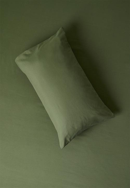Sixth Floor - Recycled microfibre standard pillowcase set - Olive