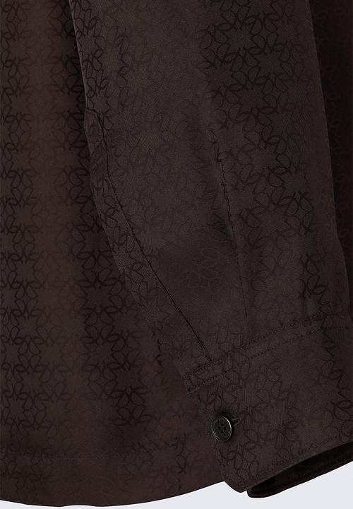 H&M - ELIE SAAB H&M: Silk-blend jacquard-weave pyjama shirt - dark brown/black