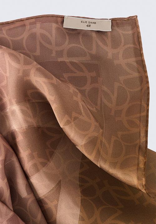 H&M - ELIE SAAB H&M: Square silk scarf - brown/patterned